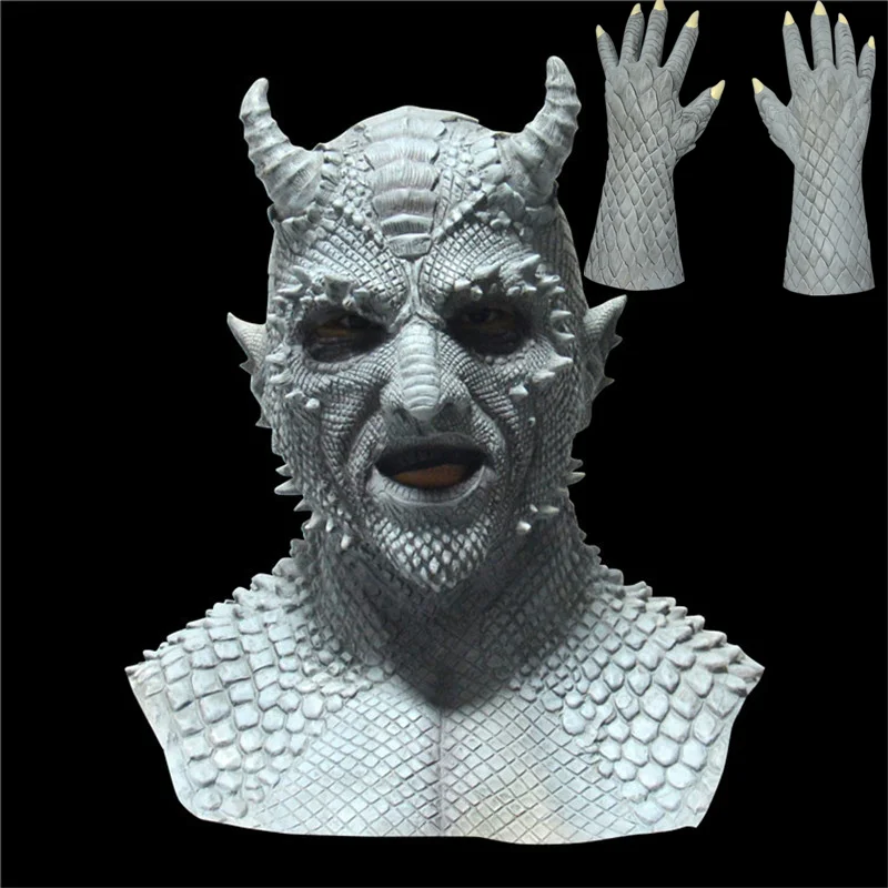 Mask with Gloves4 Латексная белиальная маска демона костюм для косплея дьявол маски с перчатками Хэллоуин вечерние реквизит - Цвет: Mask with Gloves4