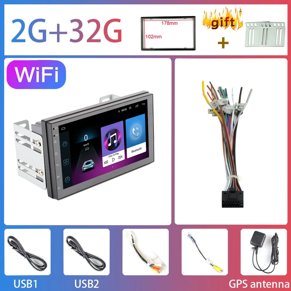 WIFI-2G-32G 2G+ 32G 2DIN Android 8,1 GO автомобильный DVD мультимедийный плеер для Volkswagen Nissan hyundai Kia Suzuki " автомобильный Радио gps навигация WiFi - Цвет: WIFI-2G-32G