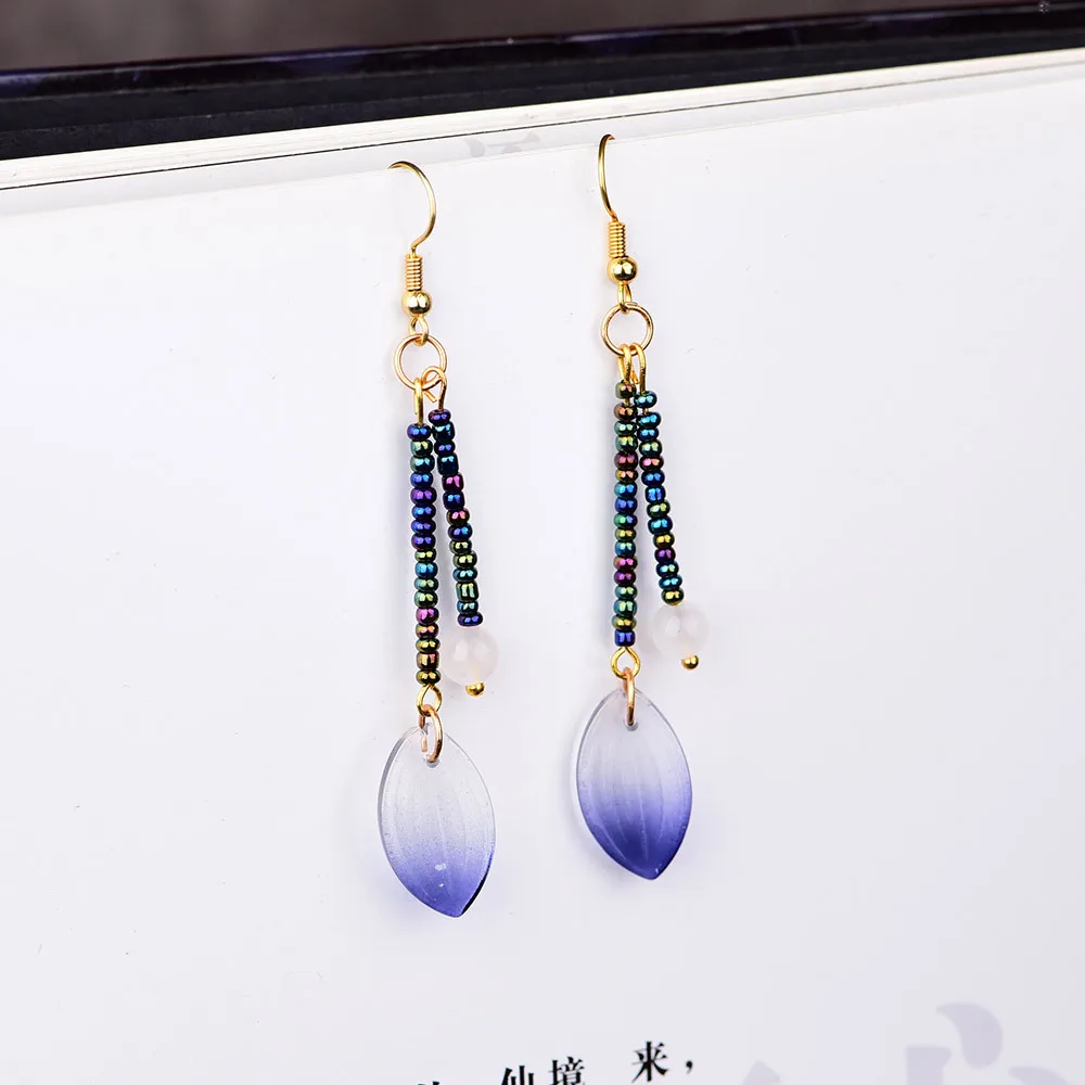 Личные супер сказочные длинные висячие серьги с фиолетовыми кристаллами древний