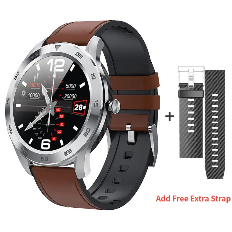 DT98 Smart Watch IP68 Waterproof 1.3 Full Round HD Screen ECG Detection Multi Dials Bluetooth Call Smartwatch Fitness Tracker - Цвет: Silver light Brown