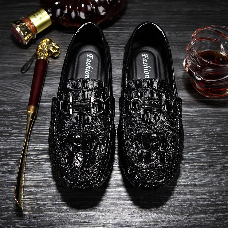 Mring/Мужская обувь сезон осень Мужская в горошек с узором крокодиловая кожа