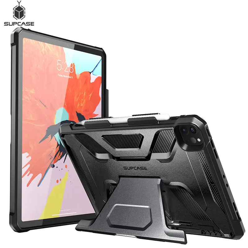 

For iPad Pro 12.9 Case (2020 Release) SUPCASE UB Full-Body Rugged Rubber Cover with Built-in Apple Pencil Holder & kickstand