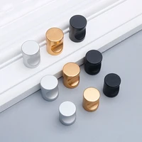 aluminum alloy single hole handle gold knobs matte black silver round cabinet wardrobe solid knobs furniture hardware