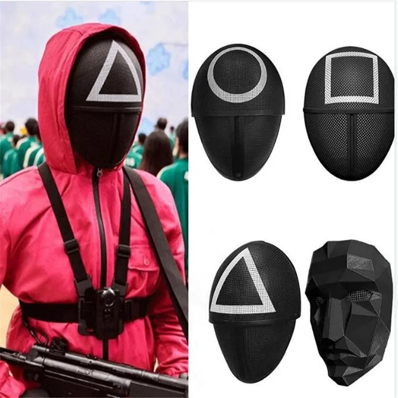 

Маска-кальмар для игры, косплея, квадратные, круглые, треугольные маски на Хэллоуин, Полнолицевые унисекс костюмы для взрослых, реквизит для...