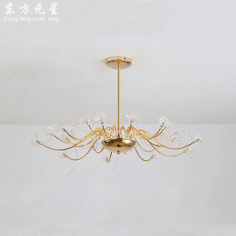 Светодиодная люстра G4 в скандинавском стиле романтическая золотистая