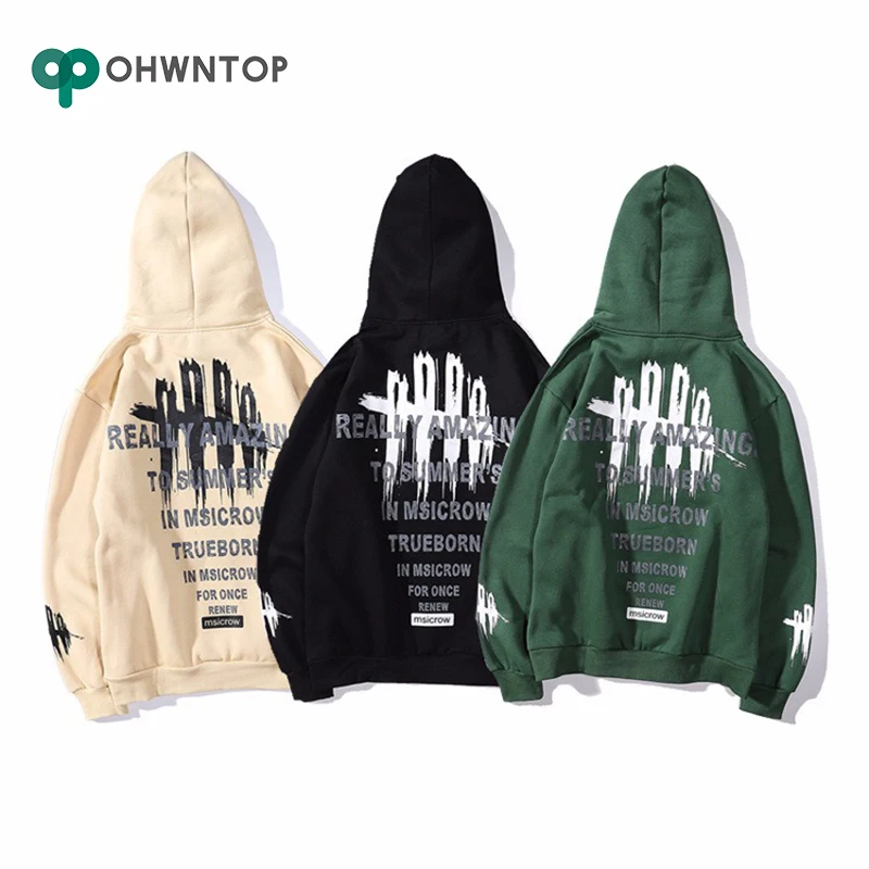 

Men Hip Hop Hoodie Sweatshirt Fleece Pullover Hoodie Streetwear Casual Oversize Style Coat Hooded Cotton Autumn Harajuku Tops