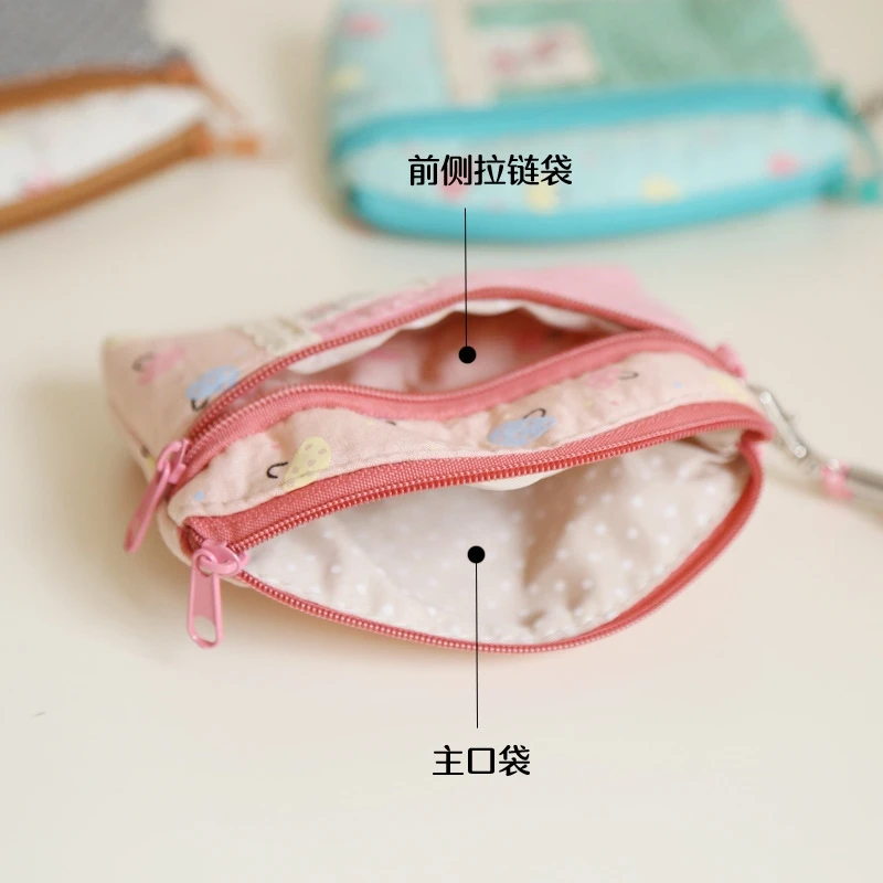 

Small Fresh Lace Cloth Bag Women New Coin Purse Children Cute Bear Double Layer Dot Wallet Zero Coins Pouch Lady Little Handbags