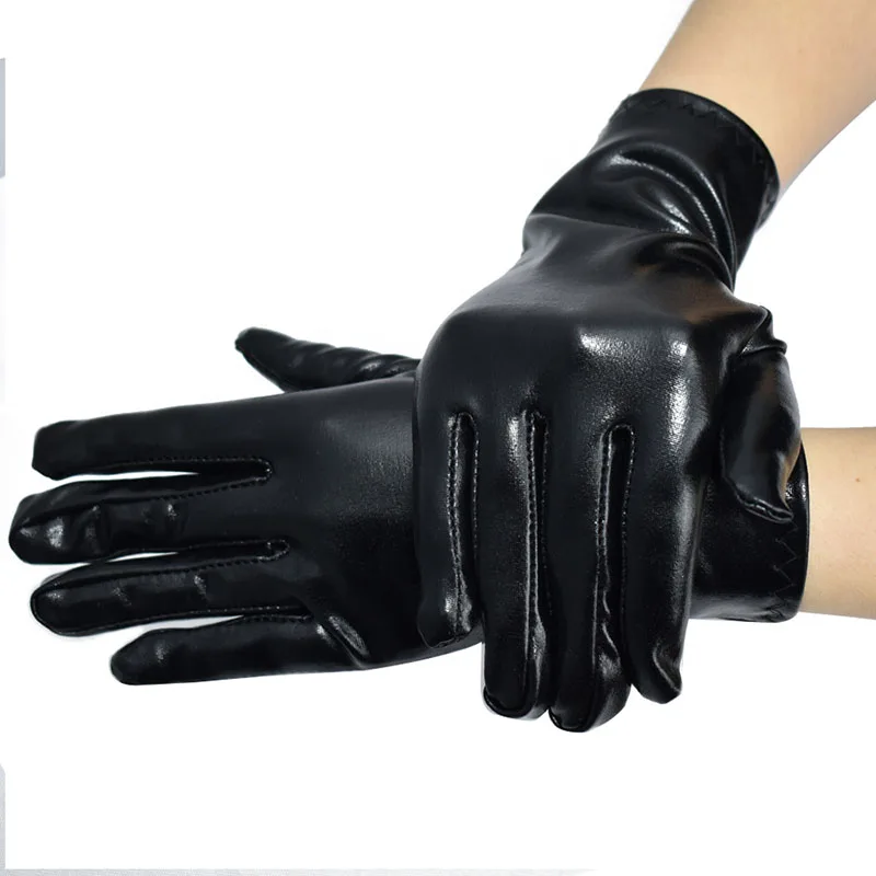 

Black Patent Performance Gloves PU Leather Long Wrist Gloves Stretch For Goth Punk Lolita Dark Harajuku Cosplay Sexy Guantes
