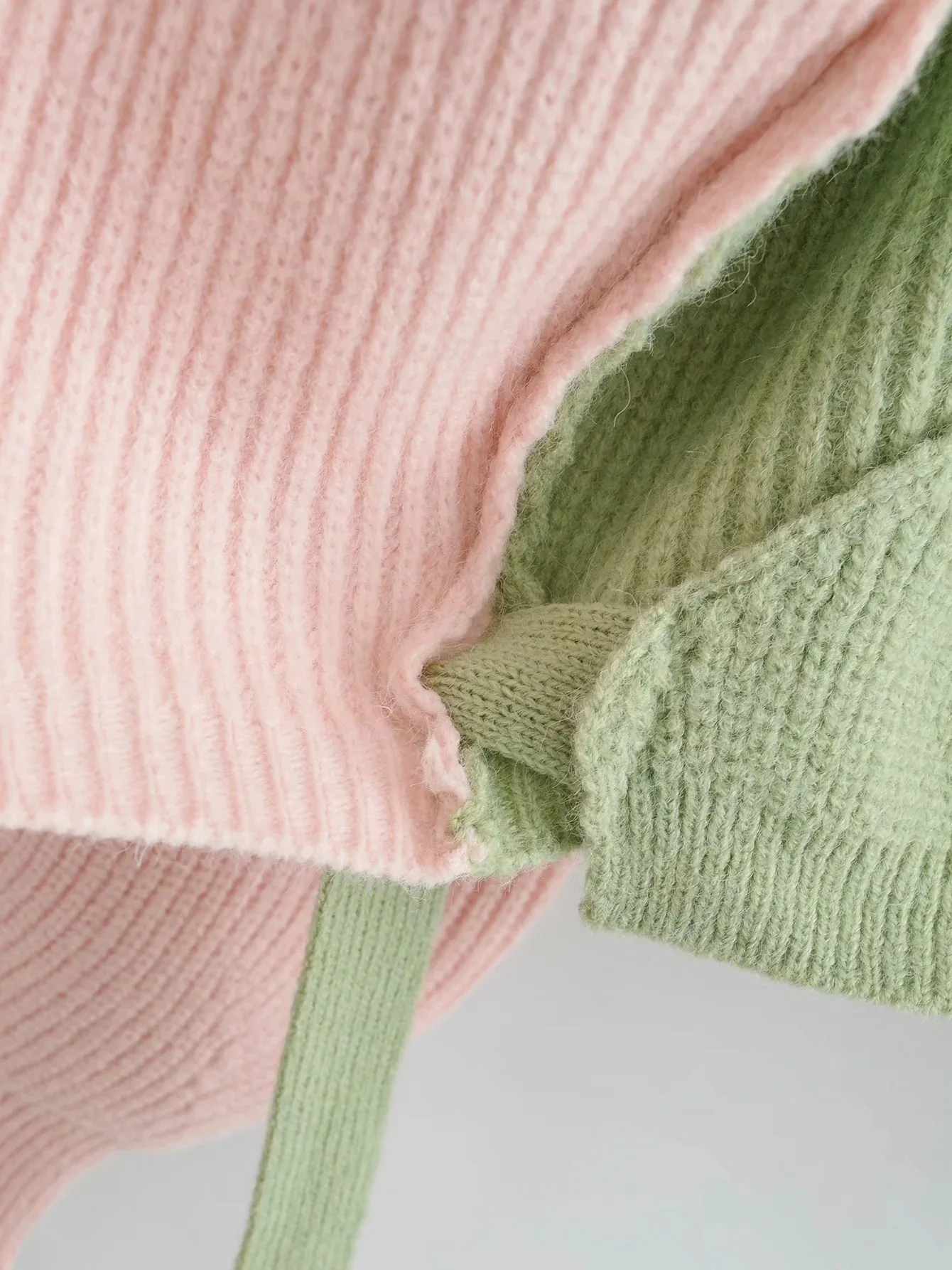 

Autumn loose V-neck cross tie Knitted cardigan womens color matching long-sleeved sweater coat jacket cardigans women cardigans