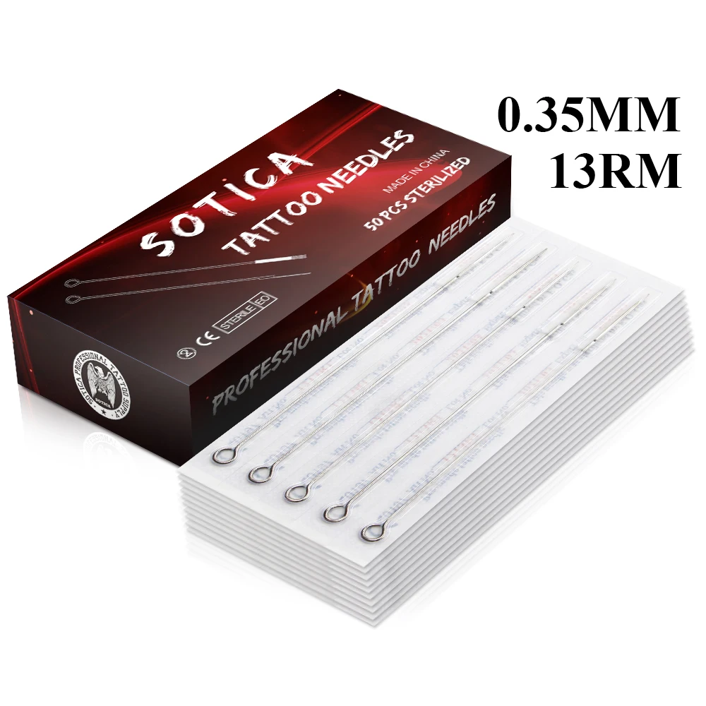 

50PCS Tattoo Needles 1213RM 0.35mm Disposable Sterile Standard Round Magnum Assorted Sterilized Tattoo Needles Tattoo Supplies