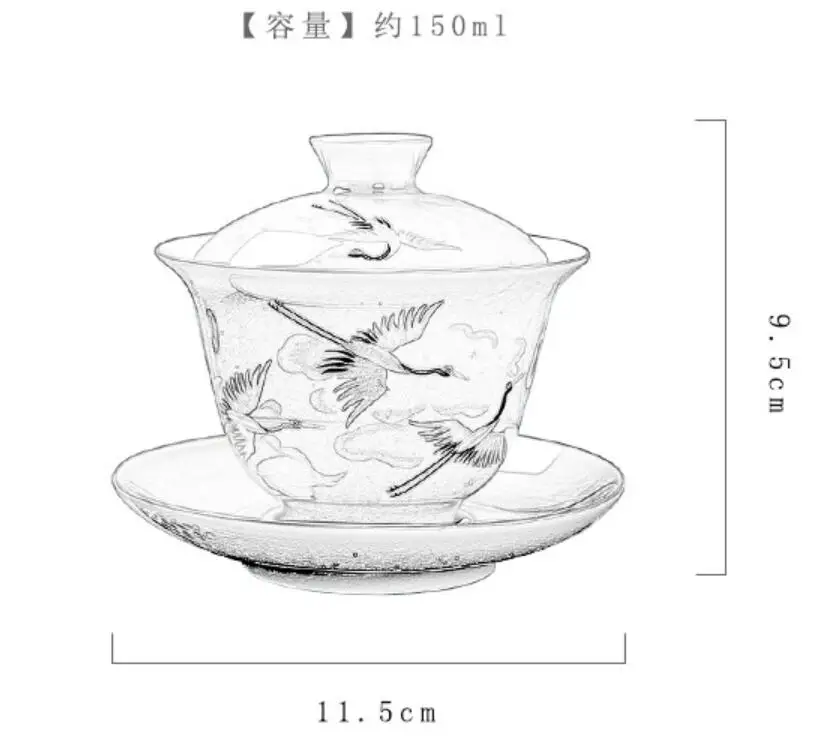 150 мл китайский ручной росписью благоприятный кран Gaiwan чайный набор Flow BlueCeramic