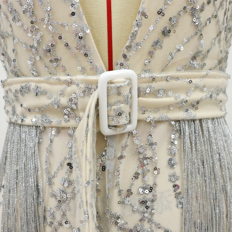 

2021new summer tassel design deep V, temperament short nightclub entertainment and leisure, jumpsuit