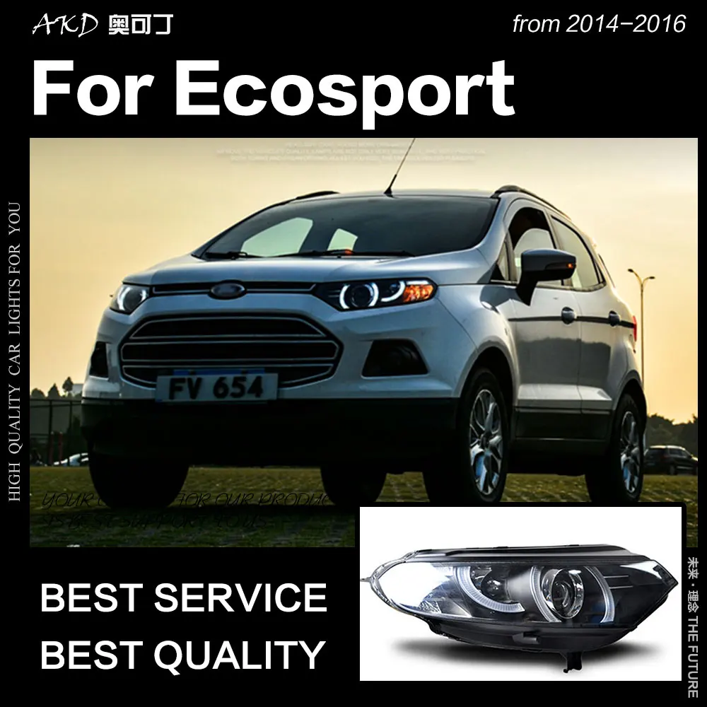 AKD автомобильный Стайлинг для Ford Ecosport 2014 брендовый светодиодный сонар фара DRL Hid