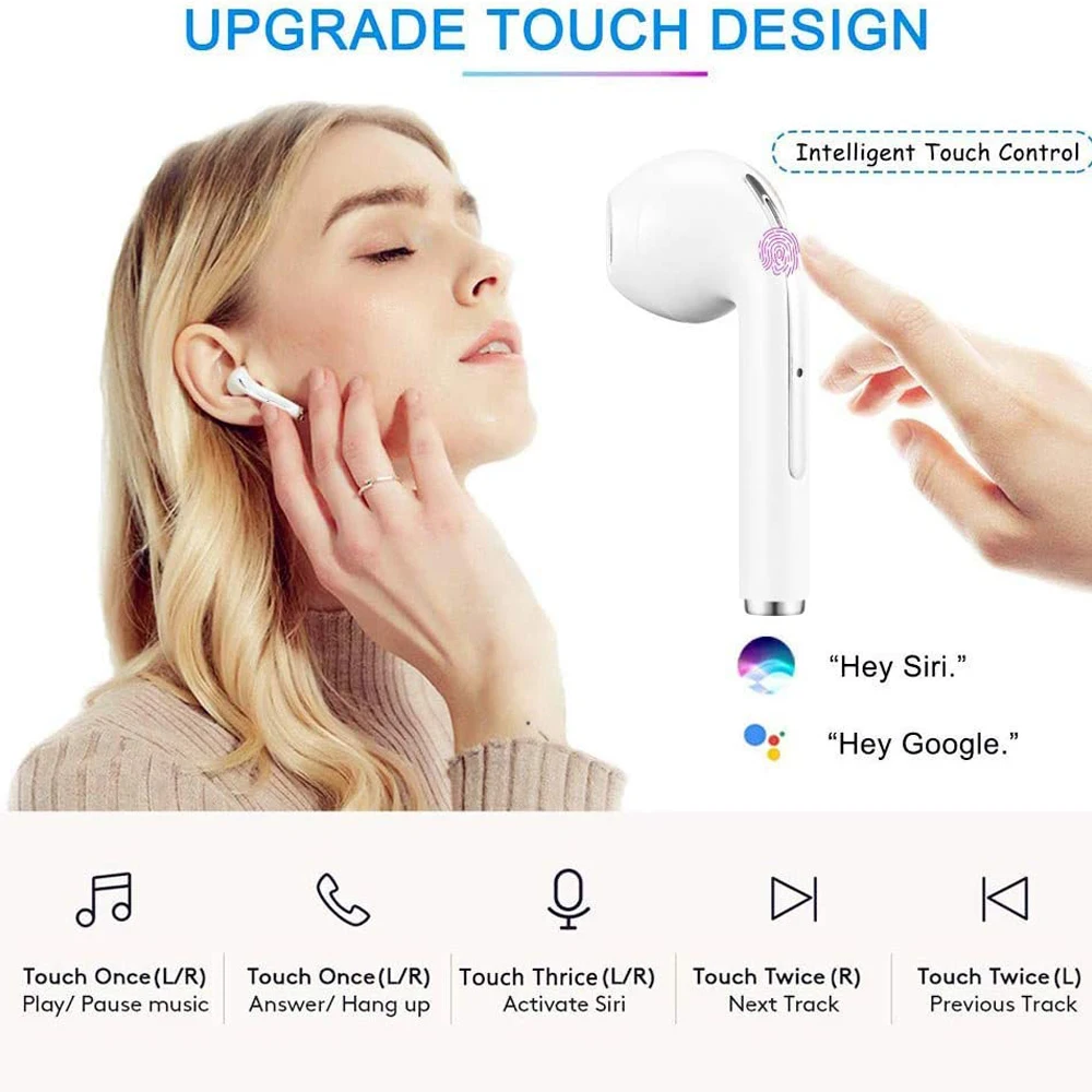 TWS Bluetooth 5 Headphones EDR Binaural Touch IPX7 Waterproof In Ear Sport Earphone For IOS Android Stereo True Wireless Headset |