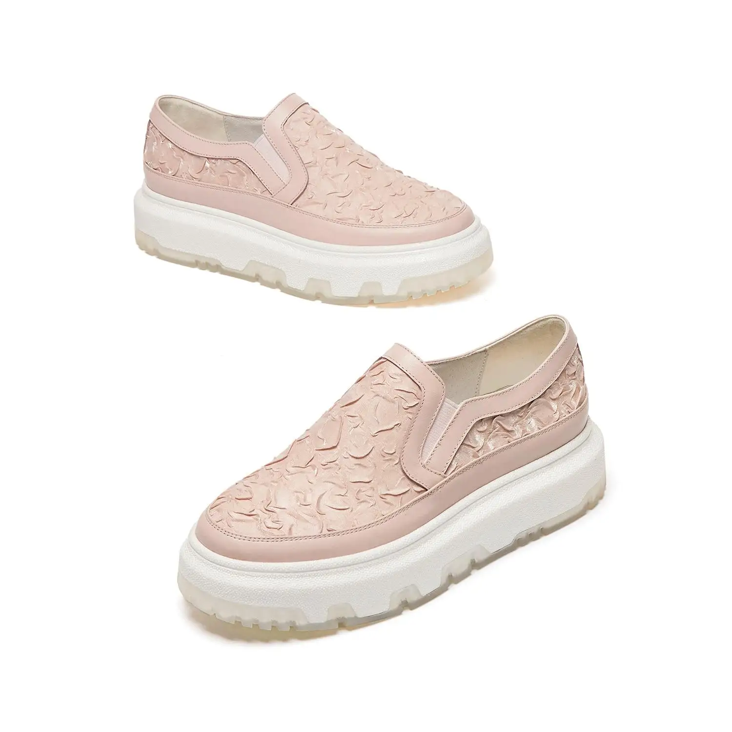 

Krazing Pot cow leather slip on flat platform white sneaker round toe four Seasons Folded flower leather vulcanized shoes L11