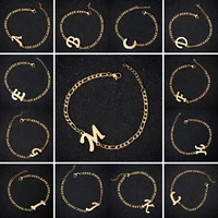new personalize a z 26 letters stainless steel jewelry initial bracelets for women men couple bangles alphabet charm name bijoux