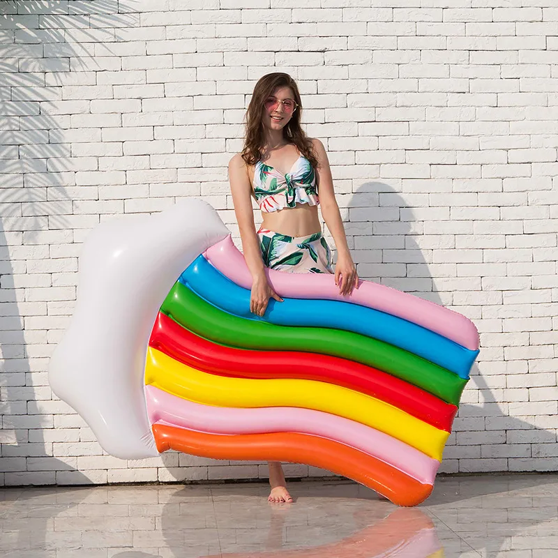 Pool Float Swimming Ring for Adult 180cm Rainbow Inflatable Mattress Floating Bed Raft Circle Party Toys | Спорт и развлечения