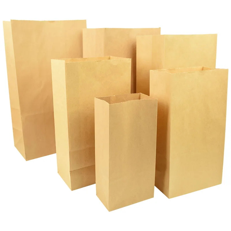 

10pcs Fine Kraft Paper Bag Gift Biscuit Candy Food Cookie Bread Seen Snack Baking Bag Environmentally Dry Packaging Paper Bags