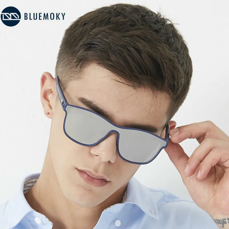 Солнцезащитные очки BLUEMOKY TR90 в оправе зеленые Светоотражающие цельные зеркальные