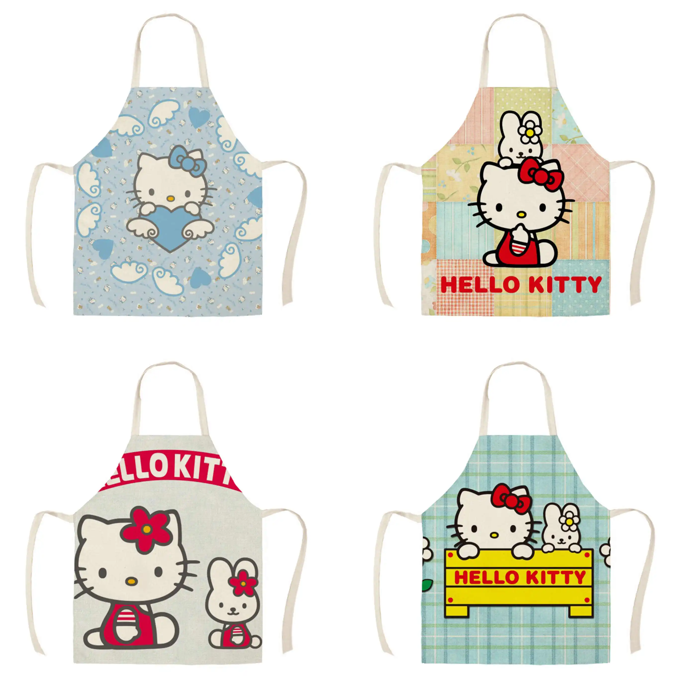 

Креативный милый фартук с изображением кошки для взрослых и детей, кухонный Льняной Фартук с принтом, домашняя уборка, приготовление пищи, п...