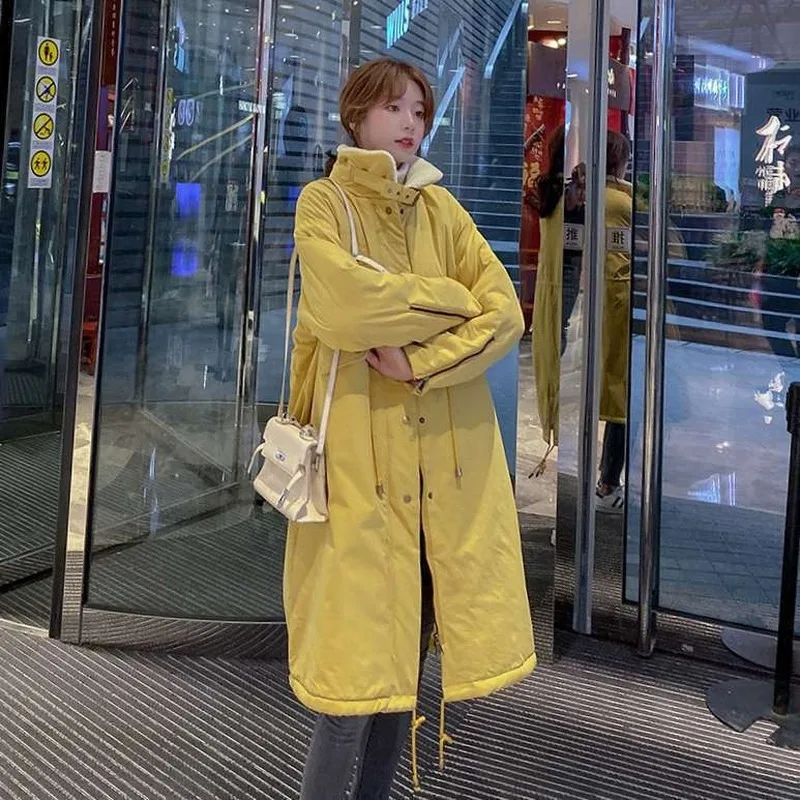 

Ladies Winter Lapel Collar Solid Color Loose Women's Cold-proof Coat Covered Button Large Size Casual Jacket Ladies 2021 Women