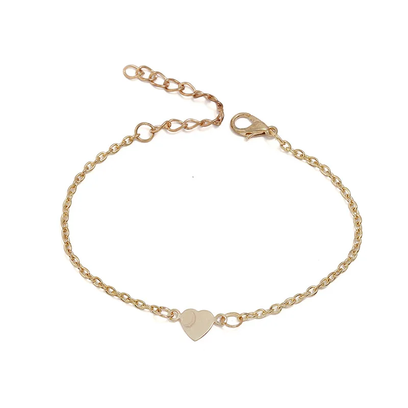 Позолоченный/посеребренный браслет в виде сердца для женщин очаровательный