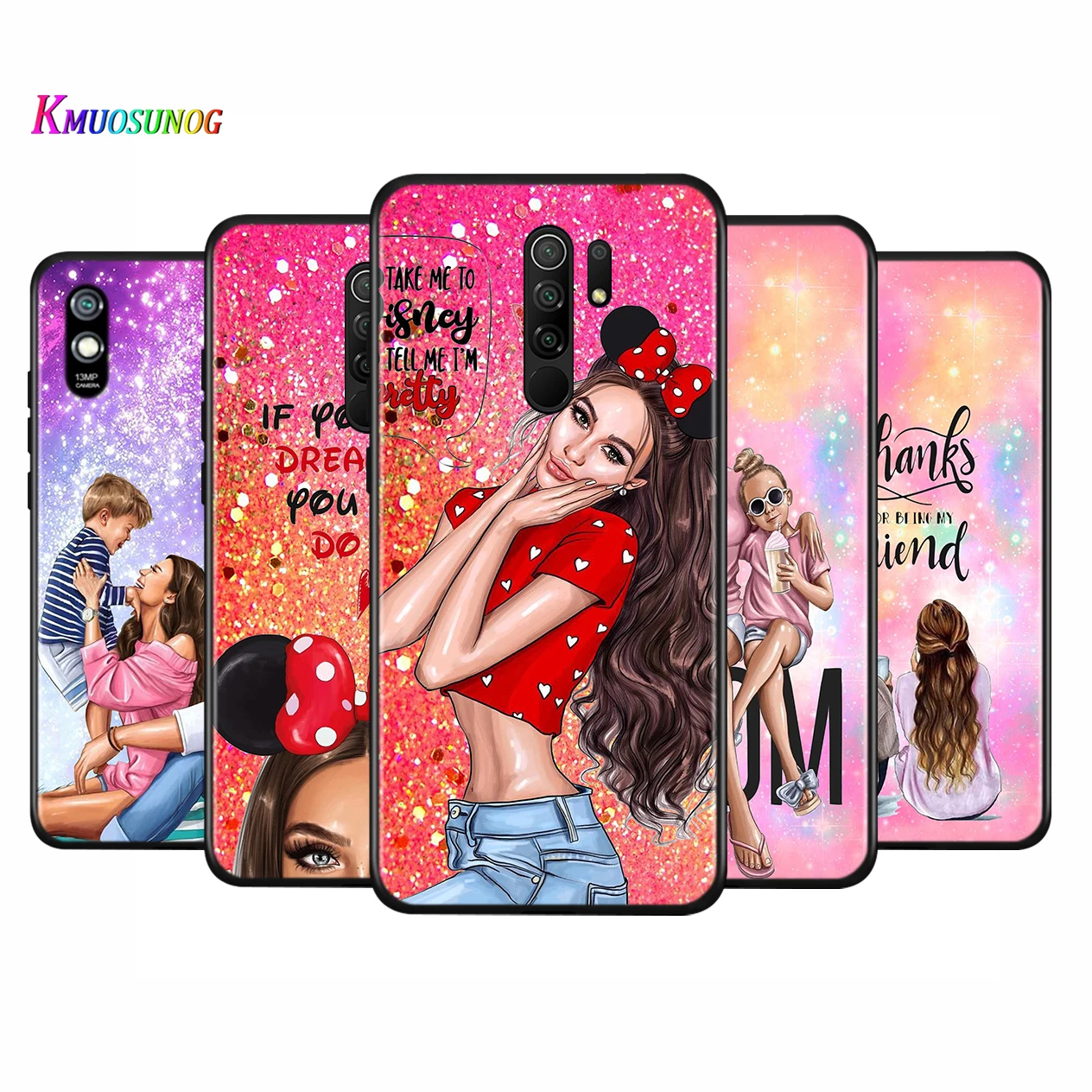 

Lucky Cute Mom Baby Silicone Cover For Xiaomi Redmi K40 K30 K30i K30S K30T K20 10X GO Y2 Y3 Pro Ultra Phone Case