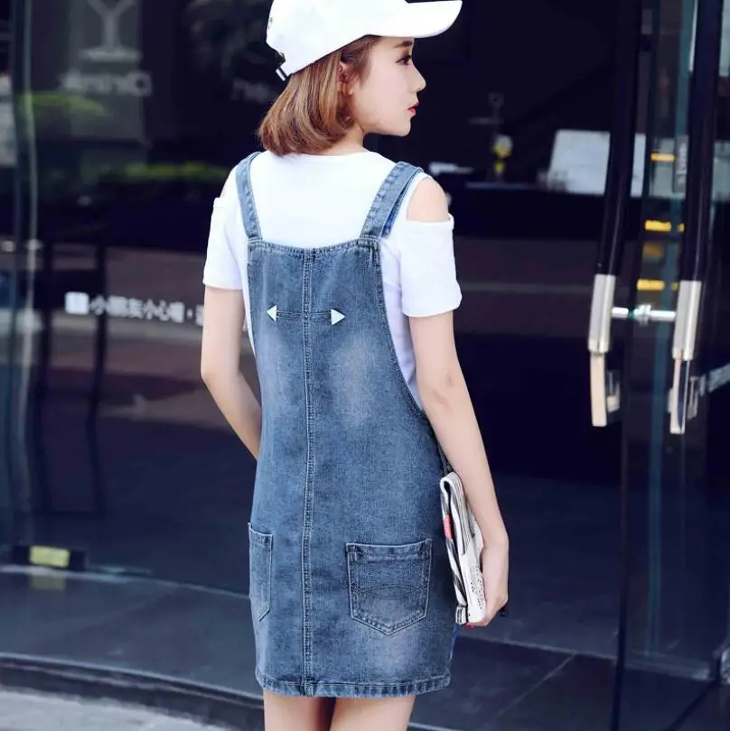 2021 new women denim dress girls Casual loose overalls sundress female fashion kirean jeans dresses w817 | Женская одежда