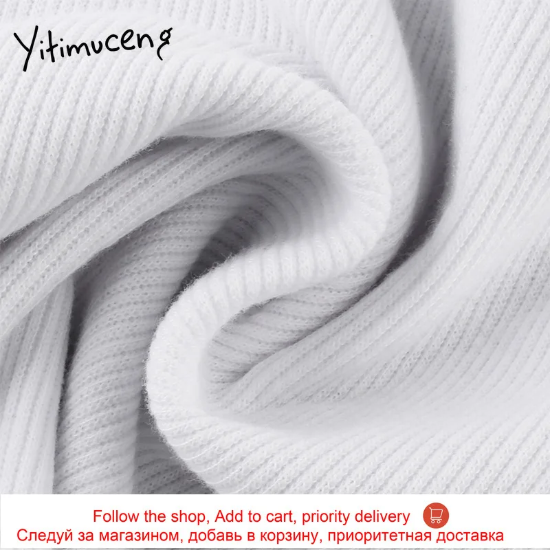 

Yitimuceng Vintage Print Graphic Tshirts Woman Sexy Short Streetwear White Short Sleeve O-Neck 2021 Summer Korean Fashion New