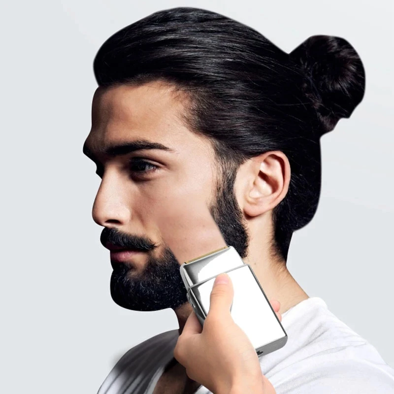 Kemei полностью Металлическая Бритва для бороды с аккумулятором Мужская