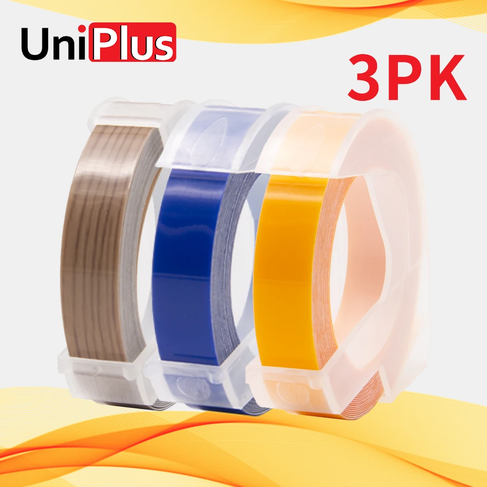 

UniPlus 3PK 9 мм ПВХ Этикетка Лента 3D тиснение совместимая наклейка с Dymo принтер 3D Motex E101 этикетка машина пишущая машинка лента
