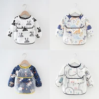 baby cartoon self feeding bibs long sleeve apron infant children eating drawingfront anti fouling waterproofback easy to play