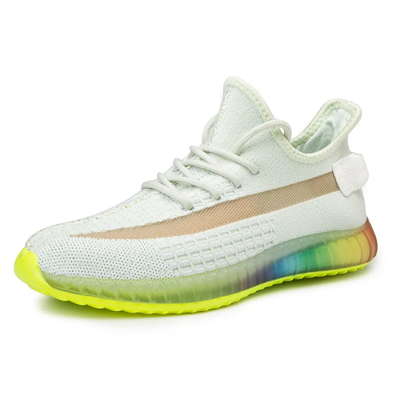 2019 Transparent Magic Color Bottom Coconut Shoes Woven Mesh Breathable Sports Men's Lightweight Fashion Sneakers Zapatos | Обувь