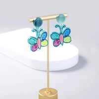 colorful painting butterfly graffiti multicolor summer fashion animal graffiti color acrylic earrings jewelry accessories