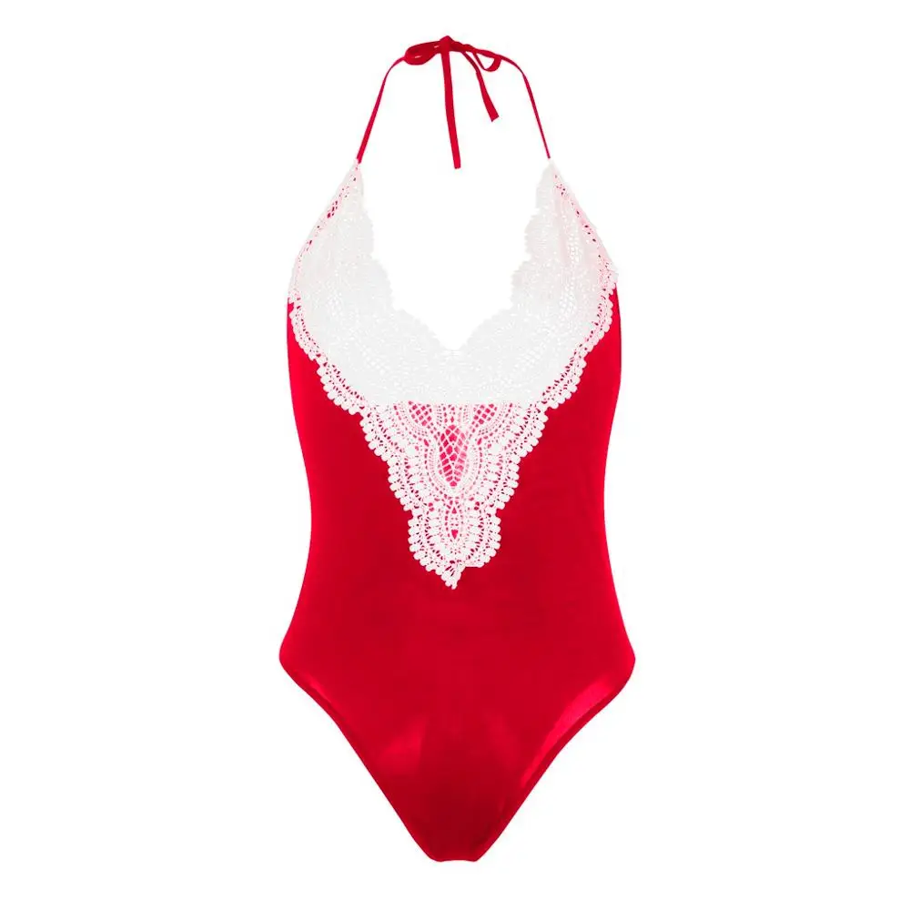 Женское Кружевное боди модный сексуальный однотонный комбинезон без рукавов с V