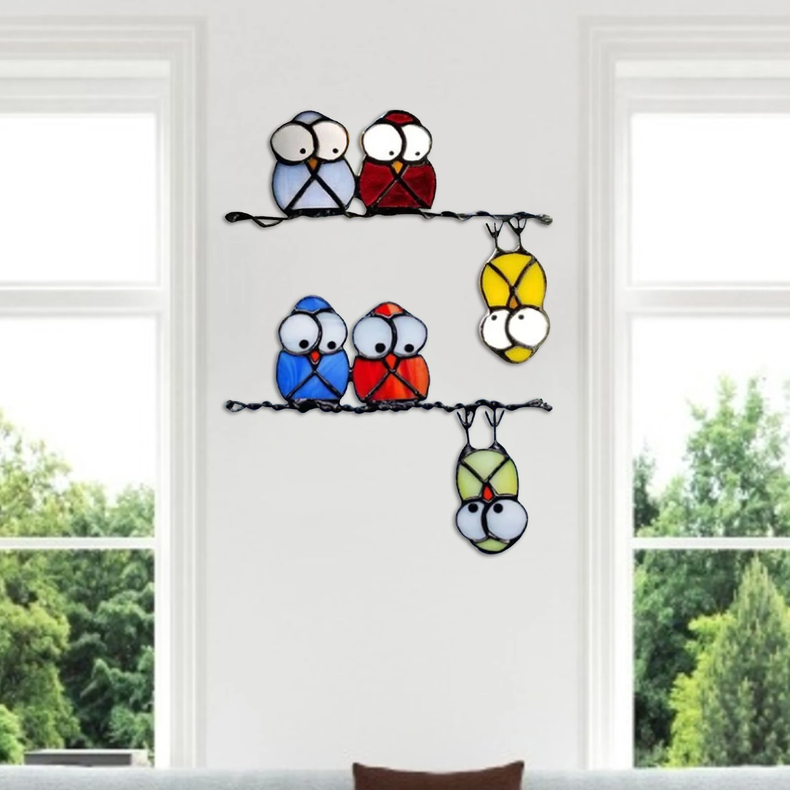 

Lovely Birds Sticker Cartoon Home Window Decoration Ornament Stain Hear Insulation Window Cover Static Self Adhesive Glass Stick