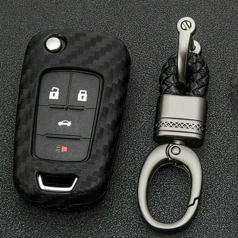 

Matt Carbon Fiber Smart Car Key Case Cover Fob Protector Accessories For Buick Durable Silicone Compound