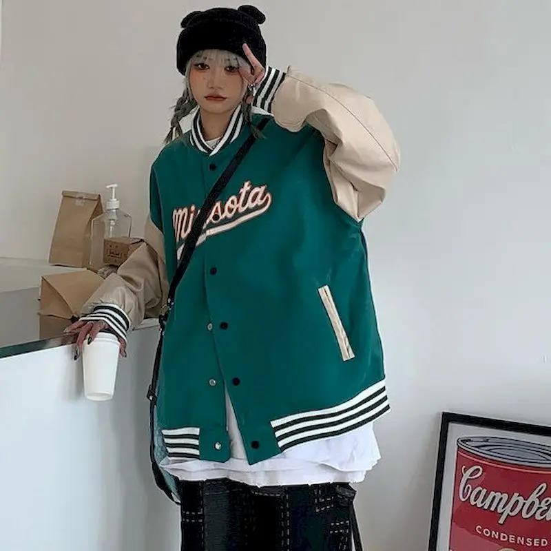 

Baseball Uniform Jackets for Women 2021 Spring and Autumn New High-quality Loose and Thin Couple Retro Clothes Oversized Jacket
