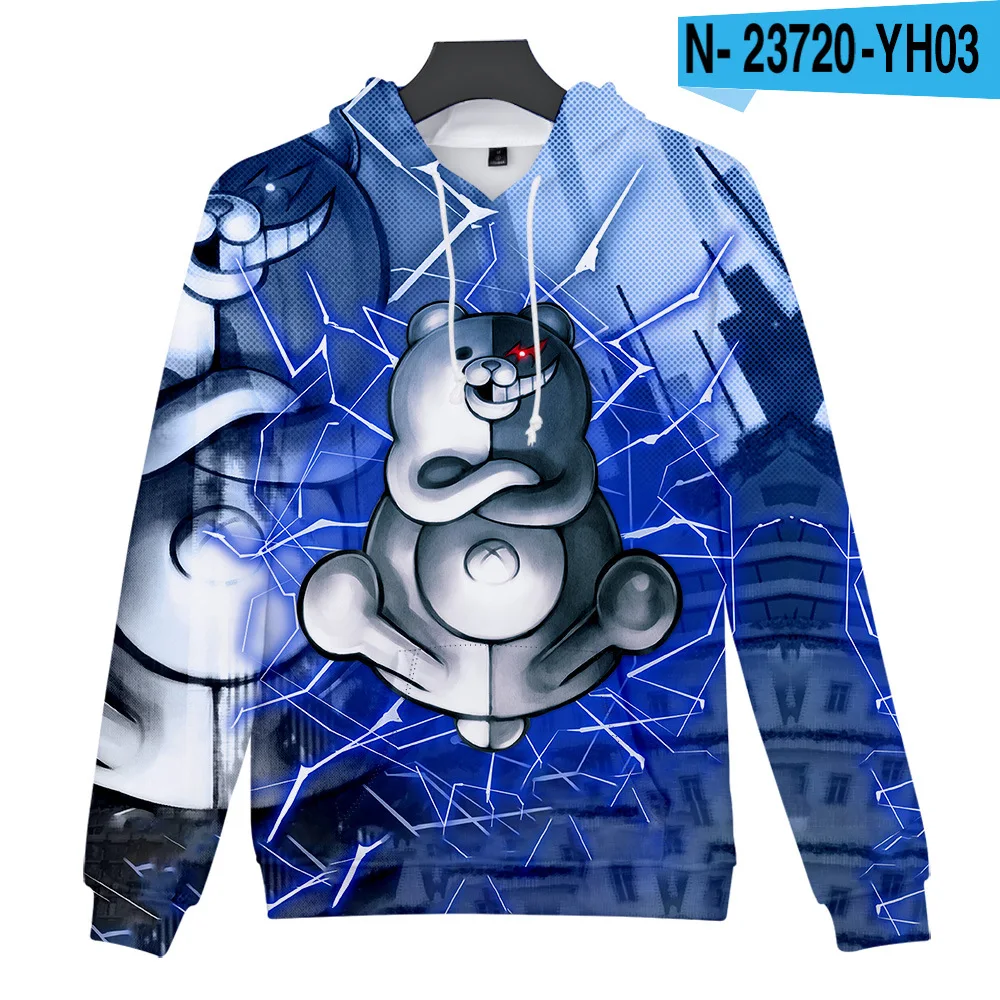 

New Danganronpa Men Hoodie Pullover Sweatshirt Long Sleeve 3d Printed Game Clothes Black White Bear Monokuma Oversized Moletom