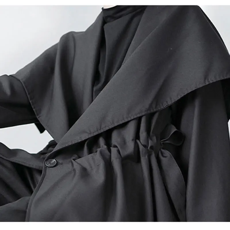 

XITAO Gothic Style Trench Coat for Women Plus Size Trend A Buckle Personality Large Lapel Windbreaker Wild Autumn New ZY1010