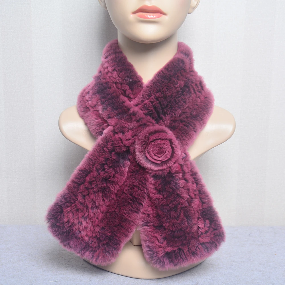 

Winter Women Knitted Real Rex Rabbit Fur Scarf Natural Warm Soft Rex Rabbit Fur Muffler Lady 100% Genuine Rex Rabbit Fur Scarves