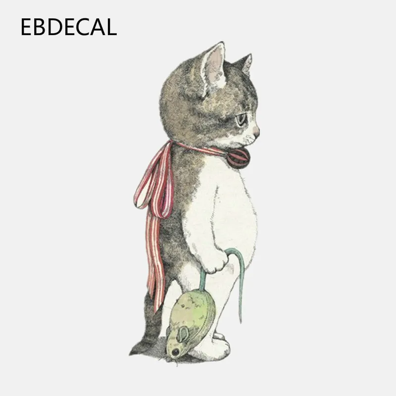 EBdecal Милая кошачья ловля мышь для Авто/бампера/окна/настенные наклейки DIY Декор
