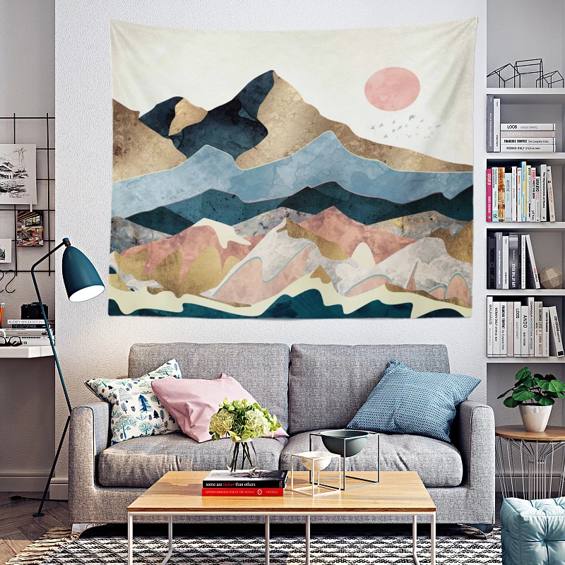 Настенный Ковер с изображением гор и солнца украшения для гостиной в стиле бохо