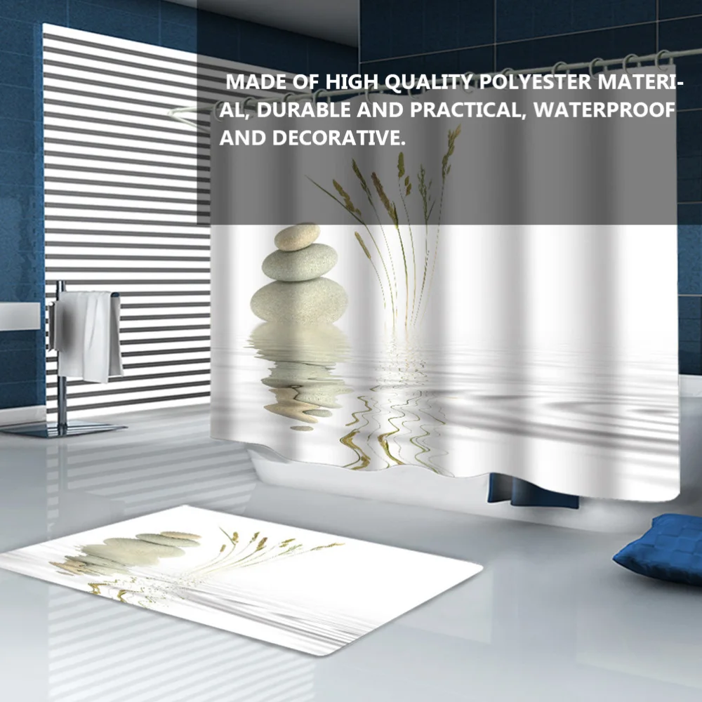 1 шт. занавески для ванной с галькой душа дома|Шторы душа| |