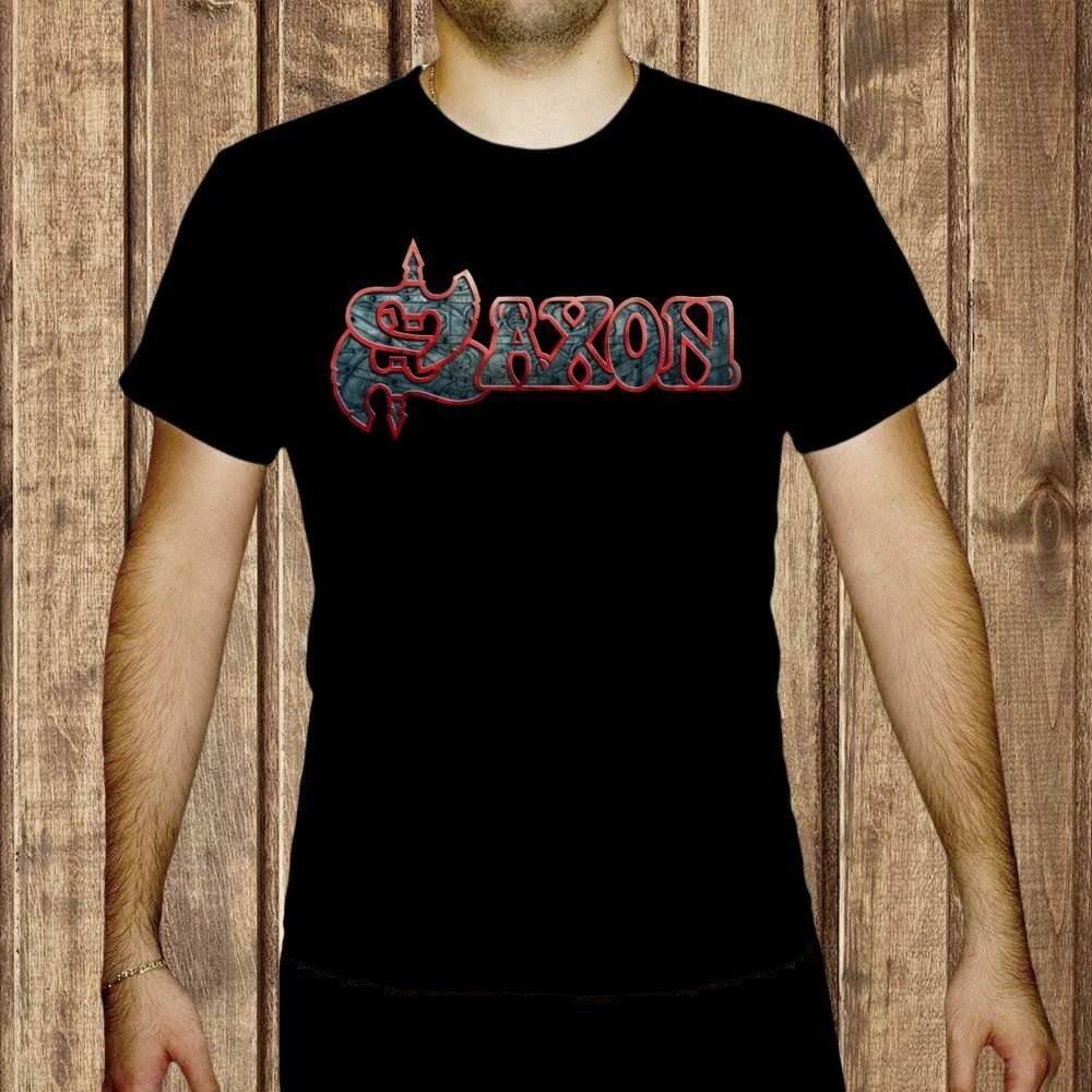 Мужская черная футболка с логотипом saxon model1 мужская одежда унисекс - купить по