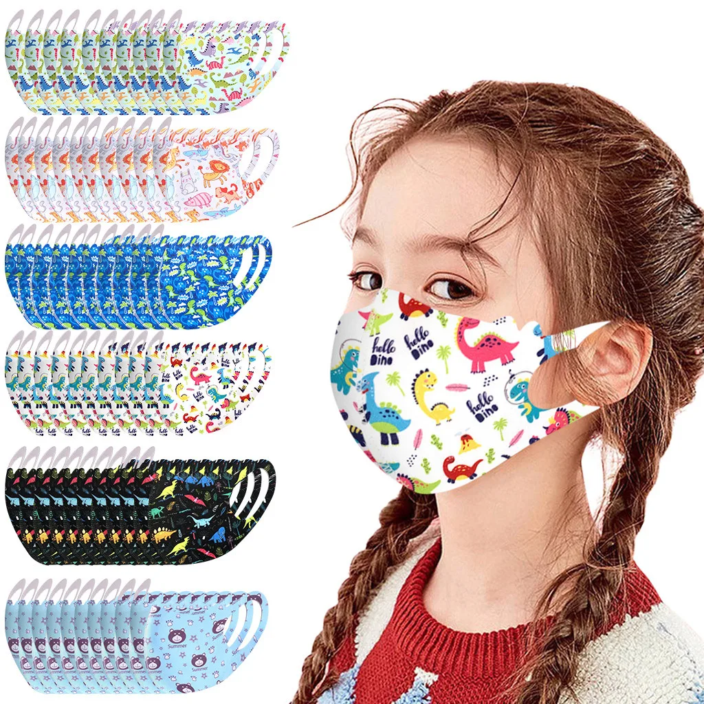 

10PCS masque Children Kids Cartoon Printed Mask mascarilla Washable Lovely Face Mask Cover Caps mascherina mascherina
