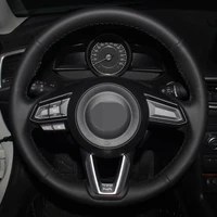 car steering wheel cover for mazda 3 axela 6 atenza cx 3 cx 5 cx 9 toyota yaris 2017 2018 2019 diy black pu microfiber leather