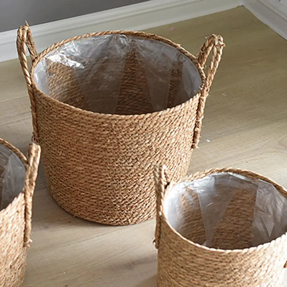 

Nordic Straw Storage Basket Rattan Floor Flower Pot Crafts Decoration Flower Storage Container For Garden Wedding Decoration