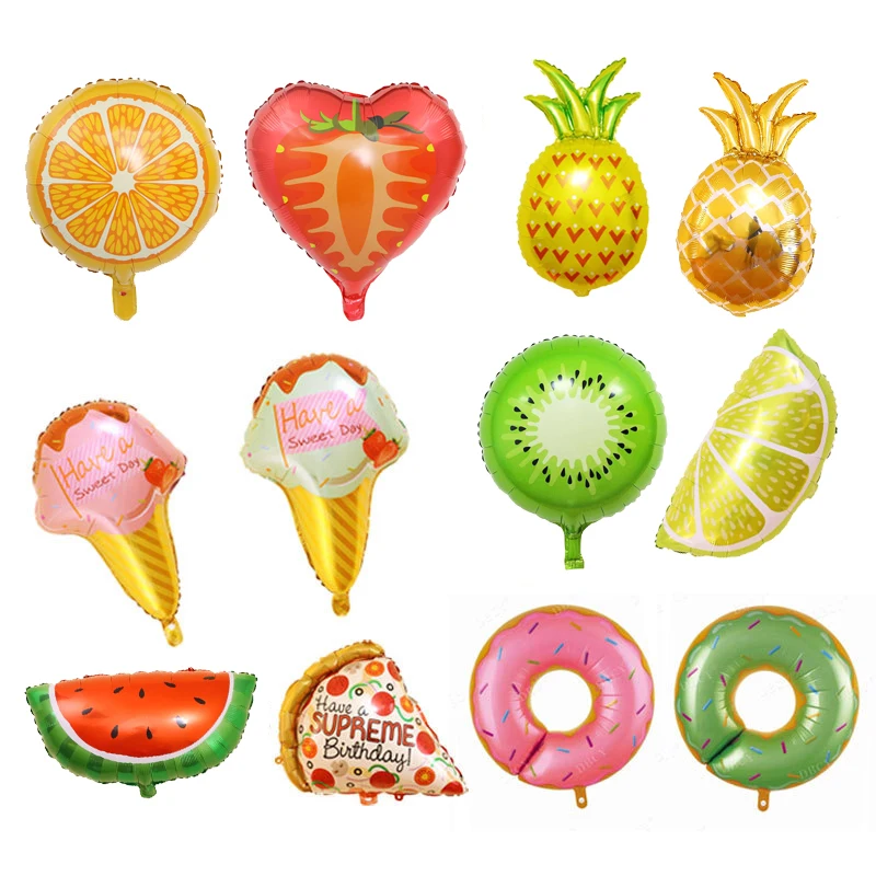 Гамбургерское мороженое попкорн торт Пончик пицца фрукты надувные шары с днем