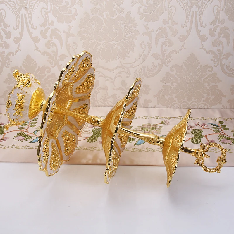 Европейская Золотая подставка для торта роскошная металлическая пластина